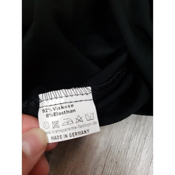 Transparente Black Hooded Pointed Hood Tunic Size Small 3/4 Sleeve - Picture 7 of 8